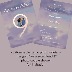 Invitation En Aluminium or rose nous sommes sur le nuage 9 photo couple do