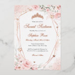 Invitation En Aluminium Or rose Pink Blush Butterfly Floral Sweet 16<br><div class="desc">Plus Joli Sweet sixteen Invitations d'anniversaire dans le Little Bayleigh Store!</div>