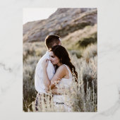 Invitation En Aluminium or script ivoire 2 photos mariage (Verso)