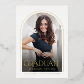 Invitation En Aluminium Or Simple Élégant Script Moderne Arché Graduation (Recto)