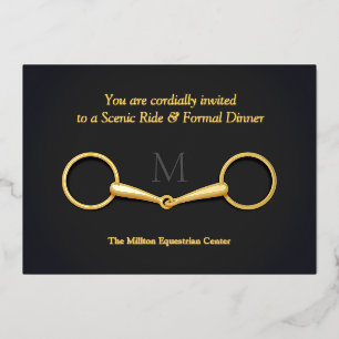 Invitation En Aluminium Or Snaffle Un Peu Élégant Équestre Monogramme