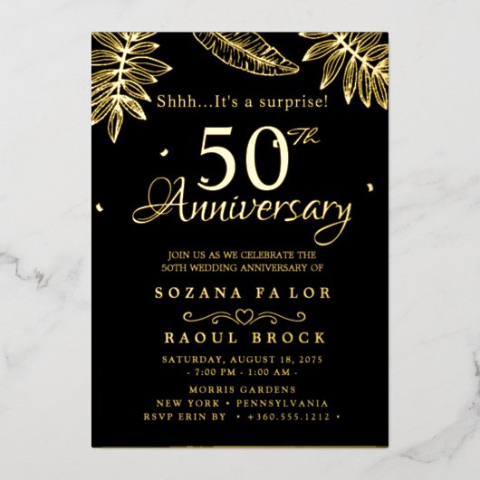 Invitation En Aluminium or Surprise 50e anniversaire de Mariage (Recto)