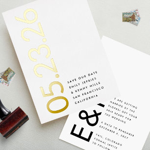 Invitation En Aluminium Or Ultra Moderne Aucun Photo Bold DATE Enregistrer