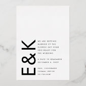 Invitation En Aluminium Or Ultra Moderne Aucun Photo Bold DATE Enregistrer (Verso)