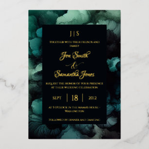 Invitation En Aluminium Or vert émeraude