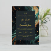 Invitation En Aluminium Or vert émeraude (Debout devant)