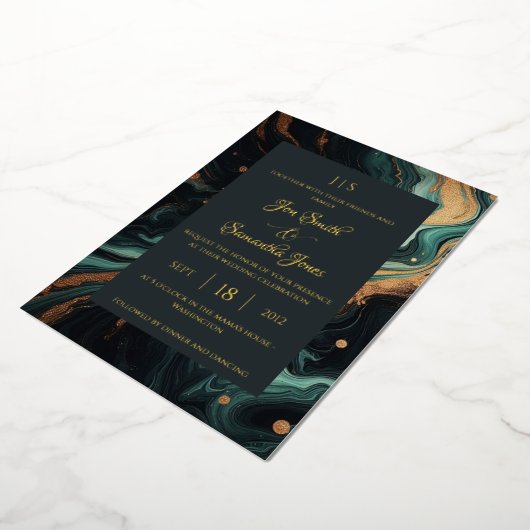 Invitation En Aluminium Or vert émeraude (Rotation)