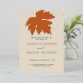 Invitation En Aluminium Orange Automne Feuille d'érable Mariage Rose Gold  (Debout devant)