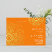 Invitation En Aluminium Orange Delicate or mandala Mariage (Debout devant)