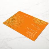 Invitation En Aluminium Orange Delicate or mandala Mariage (Rotation)
