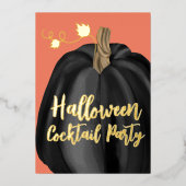 Invitation En Aluminium Orange Gold Citrouille Halloween Cocktail Party (Recto)