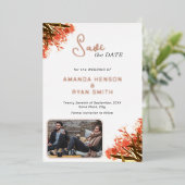 Invitation En Aluminium Orange Oleander Flower Photo Wedding Enregistrer l (Debout devant)