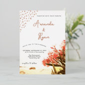 Invitation En Aluminium Orange Oleander Flowers Beach Mariage (Debout devant)