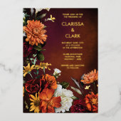 Invitation En Aluminium Orange Orange Chute Florale Mariage moderne (Recto)