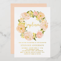 Orange Peony Flowers Wreath Baby Girl Baptism