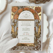 Invitation En Aluminium Orange Poppy Mariage Foil Art Nouveau Mucha