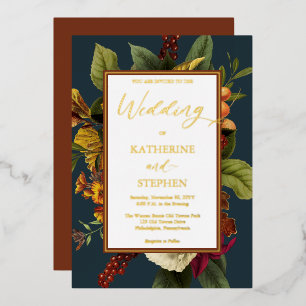 Invitation En Aluminium Orange rustique   Bouquet Floral Rouge Mariage Tur