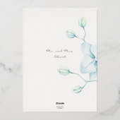 Invitation En Aluminium Orchidée Bleue Douce au Matin  (Verso)