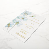 Invitation En Aluminium Orchidée Bleue Douce au Matin  (Rotation)