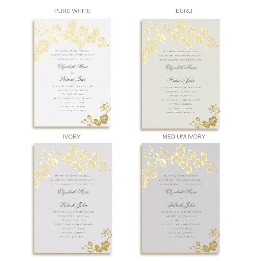 Invitation En Aluminium Orchidée classique classique Hirloom pur Mariage b