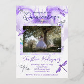 Invitation En Aluminium Orchidée d'aquarelle violette, quinceanera de libe (Recto)
