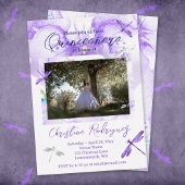 Invitation En Aluminium Orchidée d'aquarelle violette, quinceanera de libe
