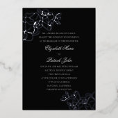 Invitation En Aluminium Orchidée Hirloom noir blanc Formal Mariage classiq (Recto)