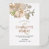 Invitation En Aluminium Orchidées blanches tropicales Mariage Rose or (Recto)