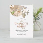 Invitation En Aluminium Orchidées blanches tropicales Mariage Rose or (Debout devant)