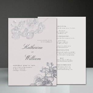 Invitation En Aluminium Orchidées classiques formelles tout en un Mariage