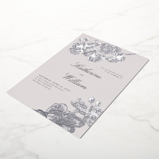 Invitation En Aluminium Orchidées classiques modernes formelles Tux Mariag (Rotation)