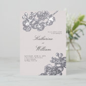 Invitation En Aluminium Orchidées classiques modernes formelles Tux Mariag (Debout devant)