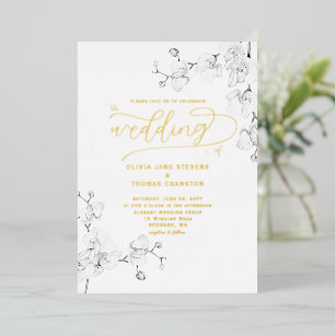 Invitation En Aluminium Orchidées classiques modernes, tout en un Mariage