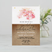 Invitation En Aluminium Orchidées roses Aquarelle Vieux Papier Mariage Or (Debout devant)