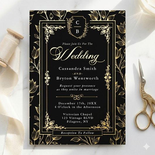 Invitation En Aluminium Ornate Crest Luxury Formal Wedding