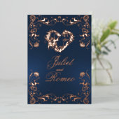 Invitation En Aluminium Ornate Frame & Heart - Blue (Debout devant)