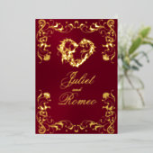Invitation En Aluminium Ornate Frame & Heart - Burgundy (Debout devant)