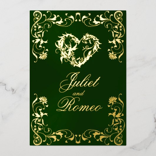 Invitation En Aluminium Ornate Frame & Heart - Emerald (Recto)