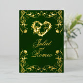 Invitation En Aluminium Ornate Frame & Heart - Emerald (Debout devant)