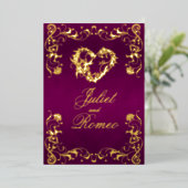 Invitation En Aluminium Ornate Frame & Heart - Purple (Debout devant)