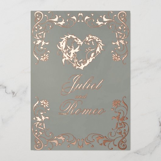 Invitation En Aluminium Ornate Frame & Heart - Sage (Recto)