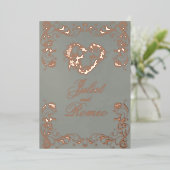Invitation En Aluminium Ornate Frame & Heart - Sage (Debout devant)