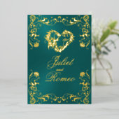 Invitation En Aluminium Ornate Frame & Heart - Teal (Debout devant)