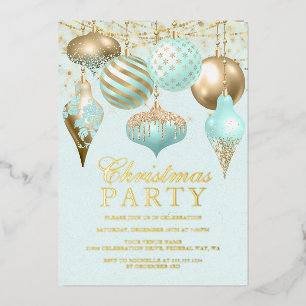 Invitation En Aluminium Ornements élégants Aqua Or Ornements de fête de No