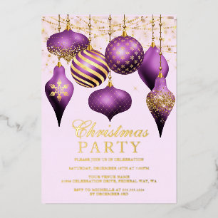 Invitation En Aluminium Ornements élégants violets et or pour la fête de N