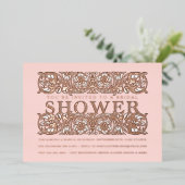 Invitation En Aluminium Ornements floraux anciens Fête des mariées blush (Debout devant)