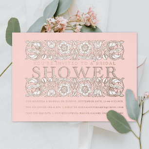 Invitation En Aluminium Ornements Floraux Antiques Mariage Blush