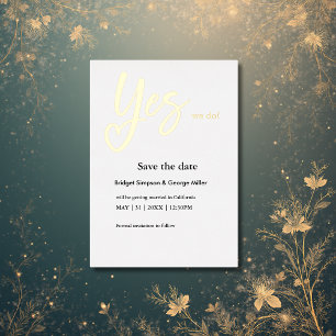 Invitation En Aluminium Oui Nous faisons blanc Gold Wedding enregistrer la