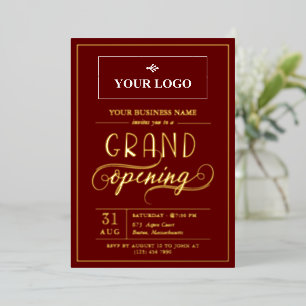 Invitation En Aluminium Ouverture Marsala & Gold Grand Logo