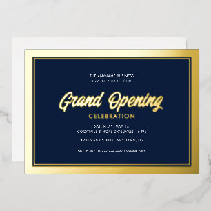 Invitation En Aluminium Ouverture officielle calligraphie feuille d'or ble